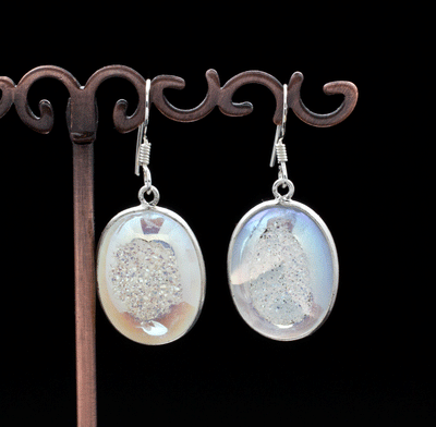 Sterling Silver Titanium Coated Druzy Agate Earrings