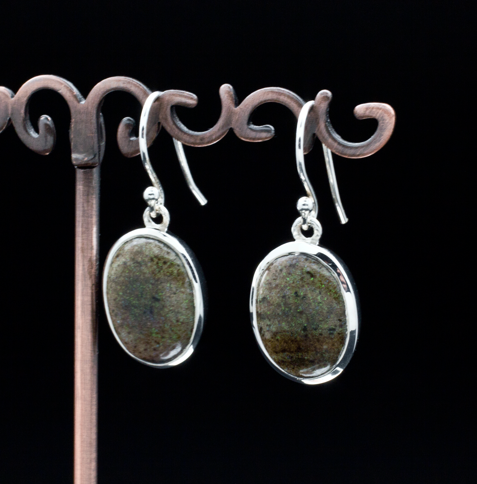 Sterling Silver Matrix Opal Earrings