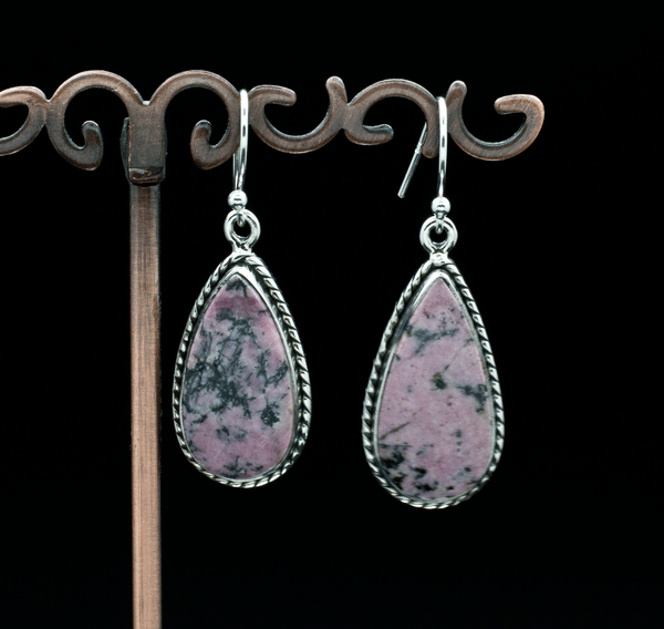 Sterling Silver Rhodonite Earrings