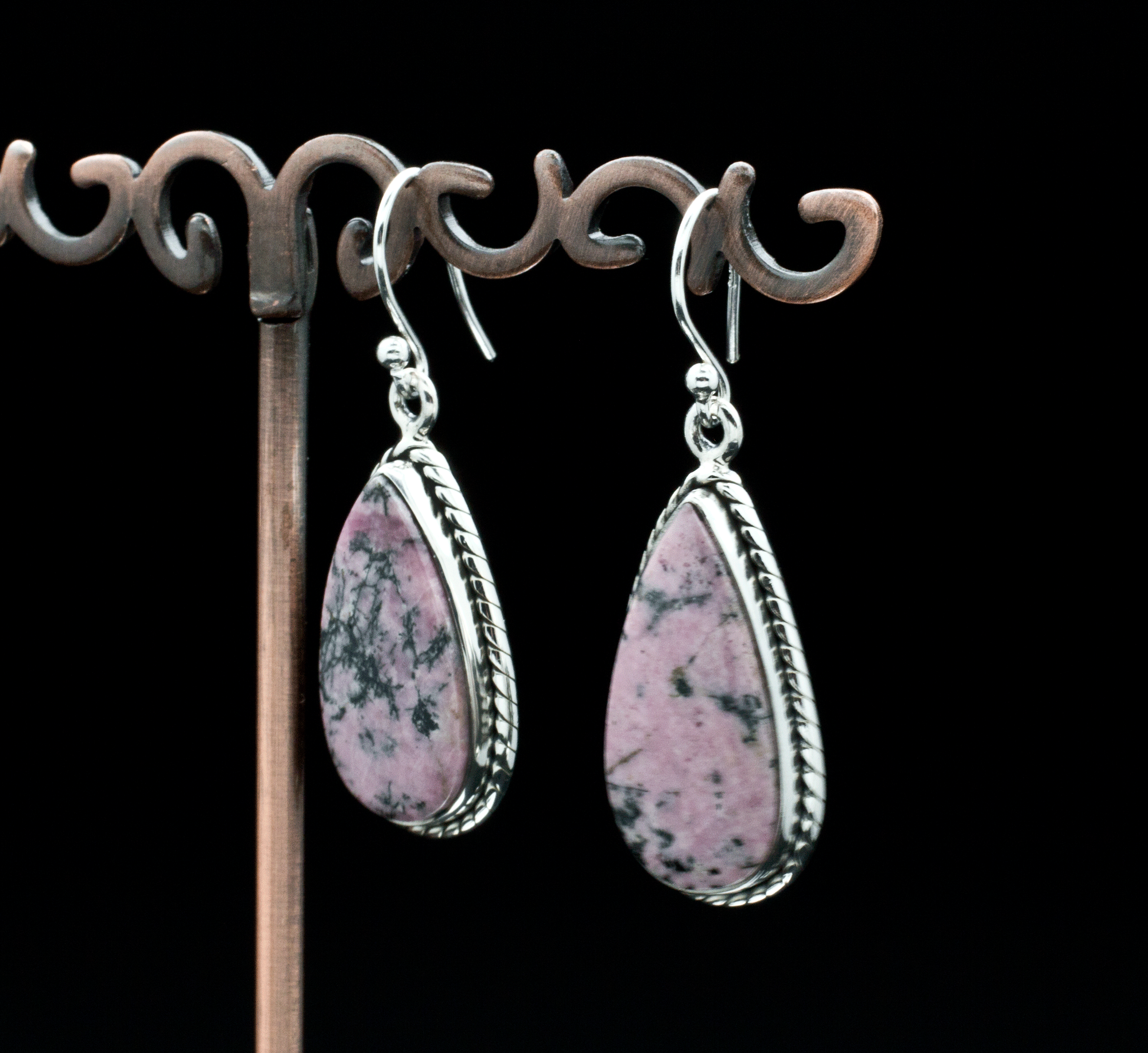 Sterling Silver Rhodonite Earrings