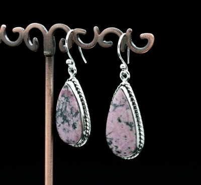 Sterling Silver Rhodonite Earrings
