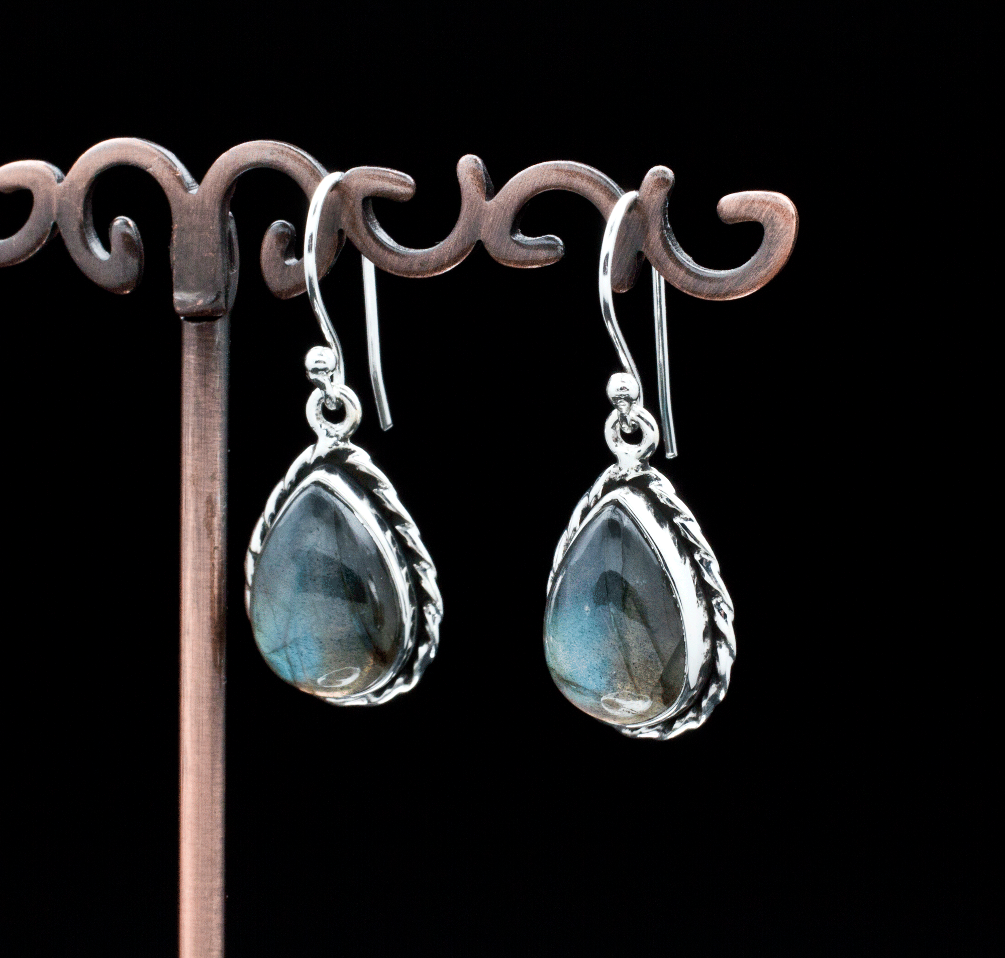 Sterling Silver Faceted Labradorite Earrings