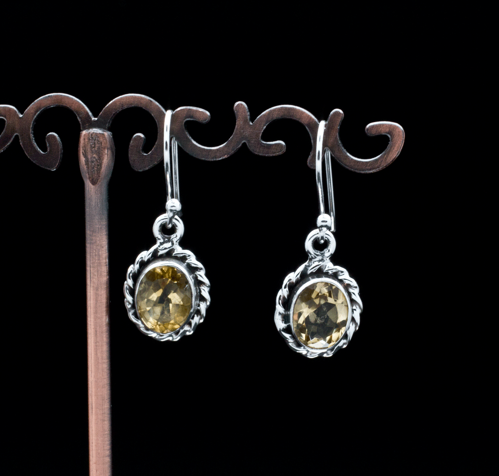 Sterling Silver Faceted Citrine Earrings