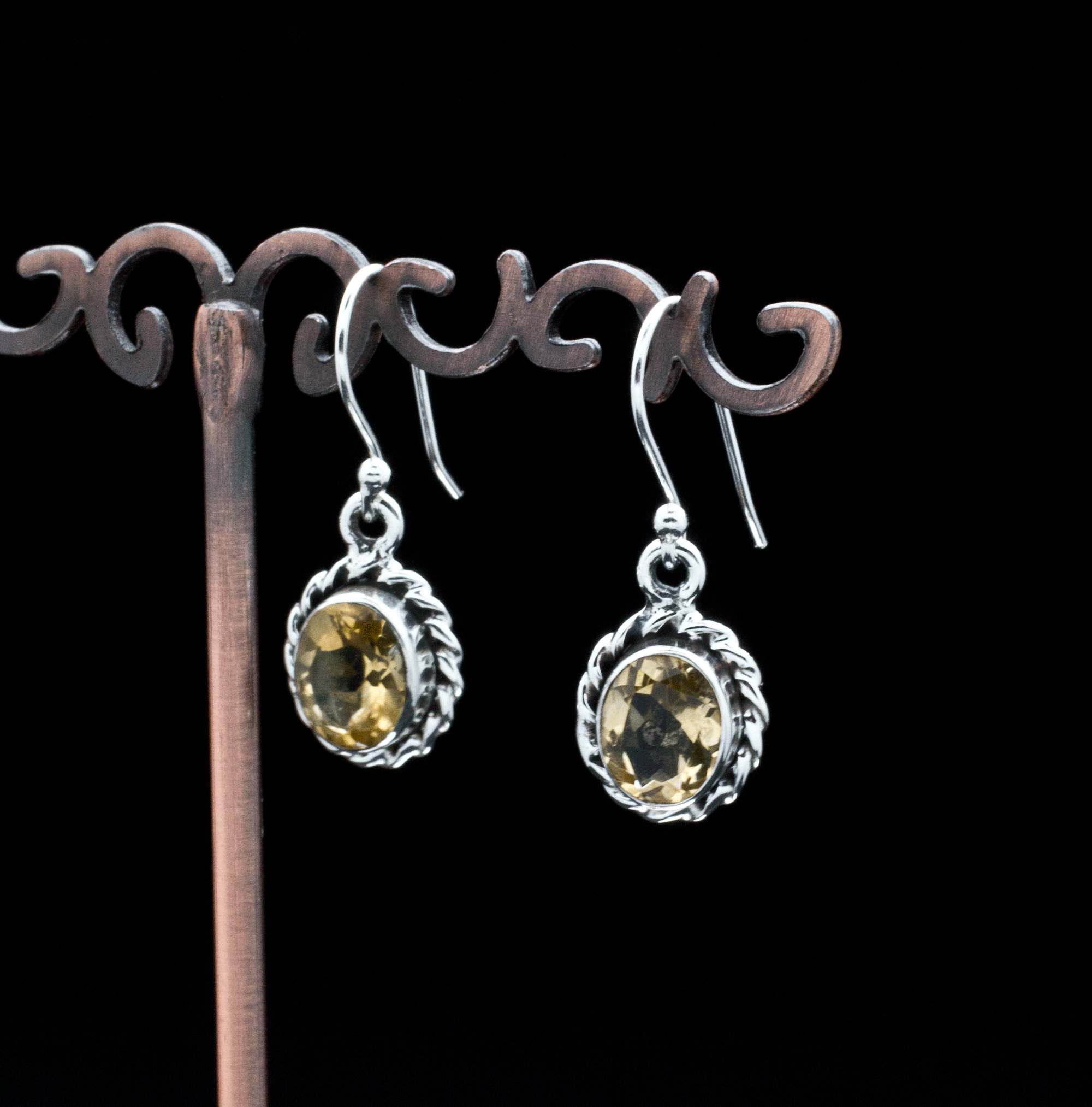 Sterling Silver Faceted Citrine Earrings