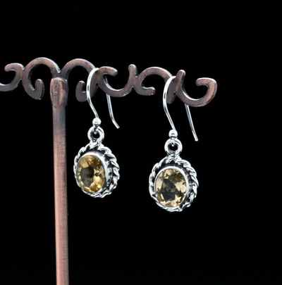 Sterling Silver Faceted Citrine Earrings