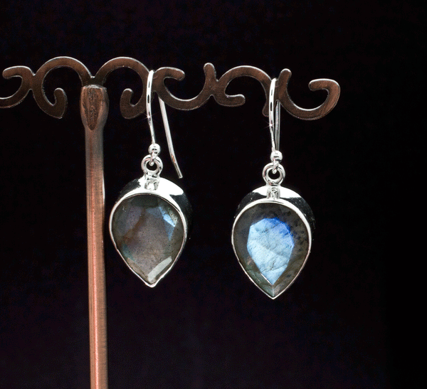 Sterling Silver Faceted Labradorite Earrings