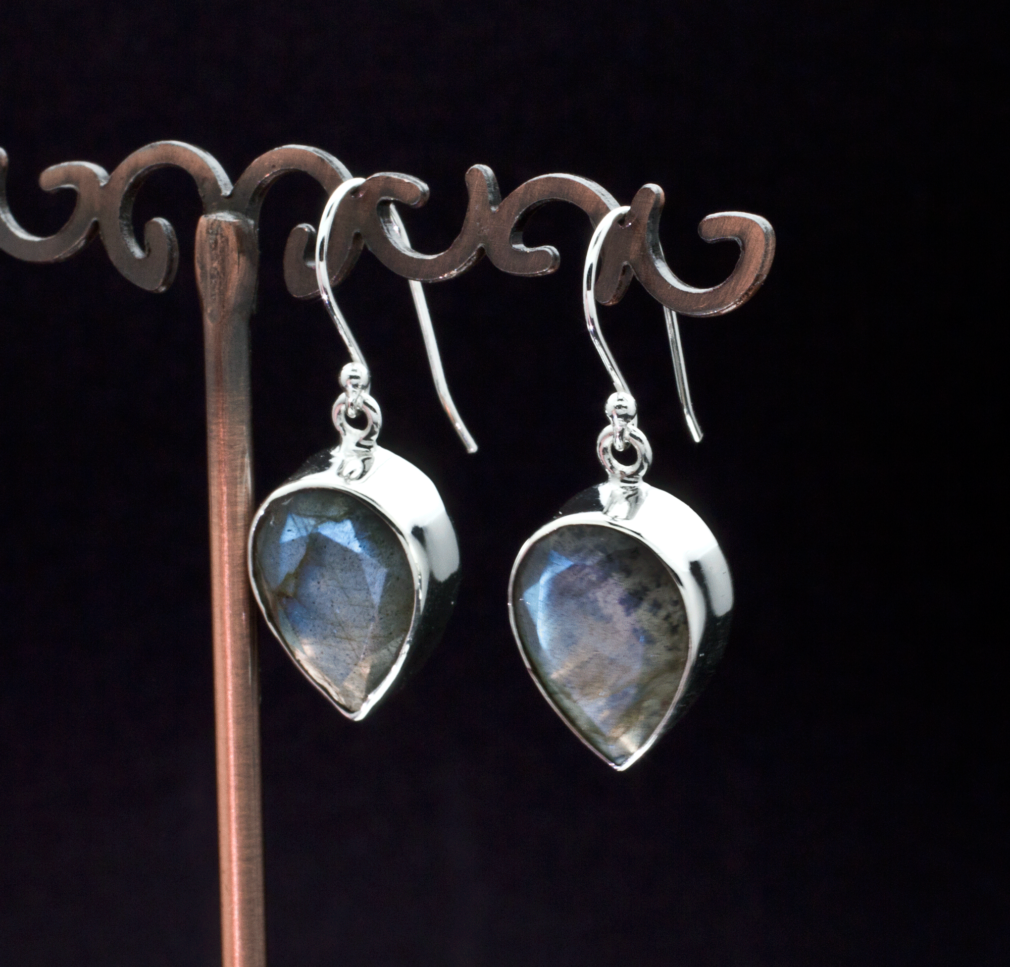 Sterling Silver Faceted Labradorite Earrings
