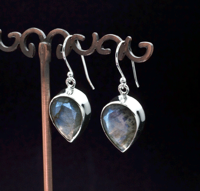 Sterling Silver Faceted Labradorite Earrings
