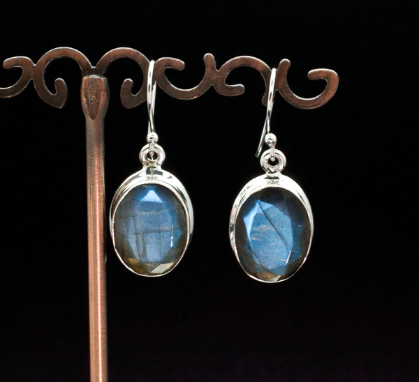 Sterling Silver Faceted Labradorite Earrings