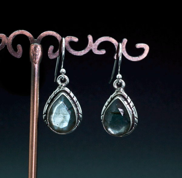 Sterling Silver Faceted Labradorite Earrings