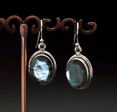 Sterling Silver Faceted Labradorite Earrings