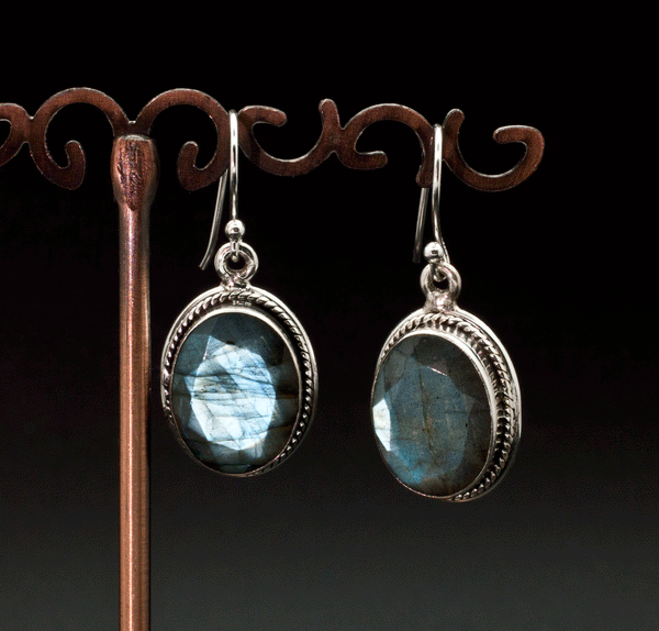 Sterling Silver Faceted Labradorite Earrings