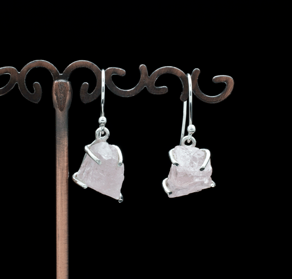 Sterling Silver Raw Morganite Earrings