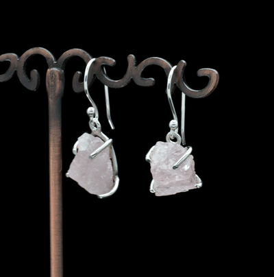 Sterling Silver Raw Morganite Earrings
