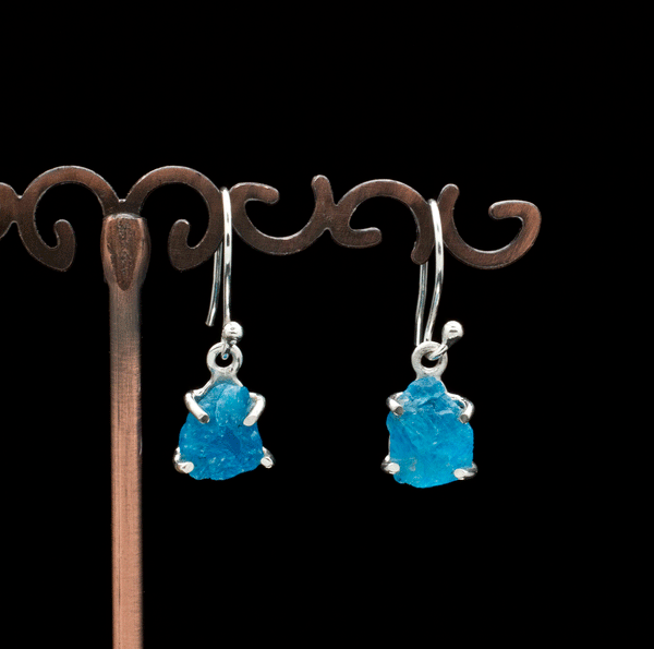 Sterling Silver Raw Apatite Earrings