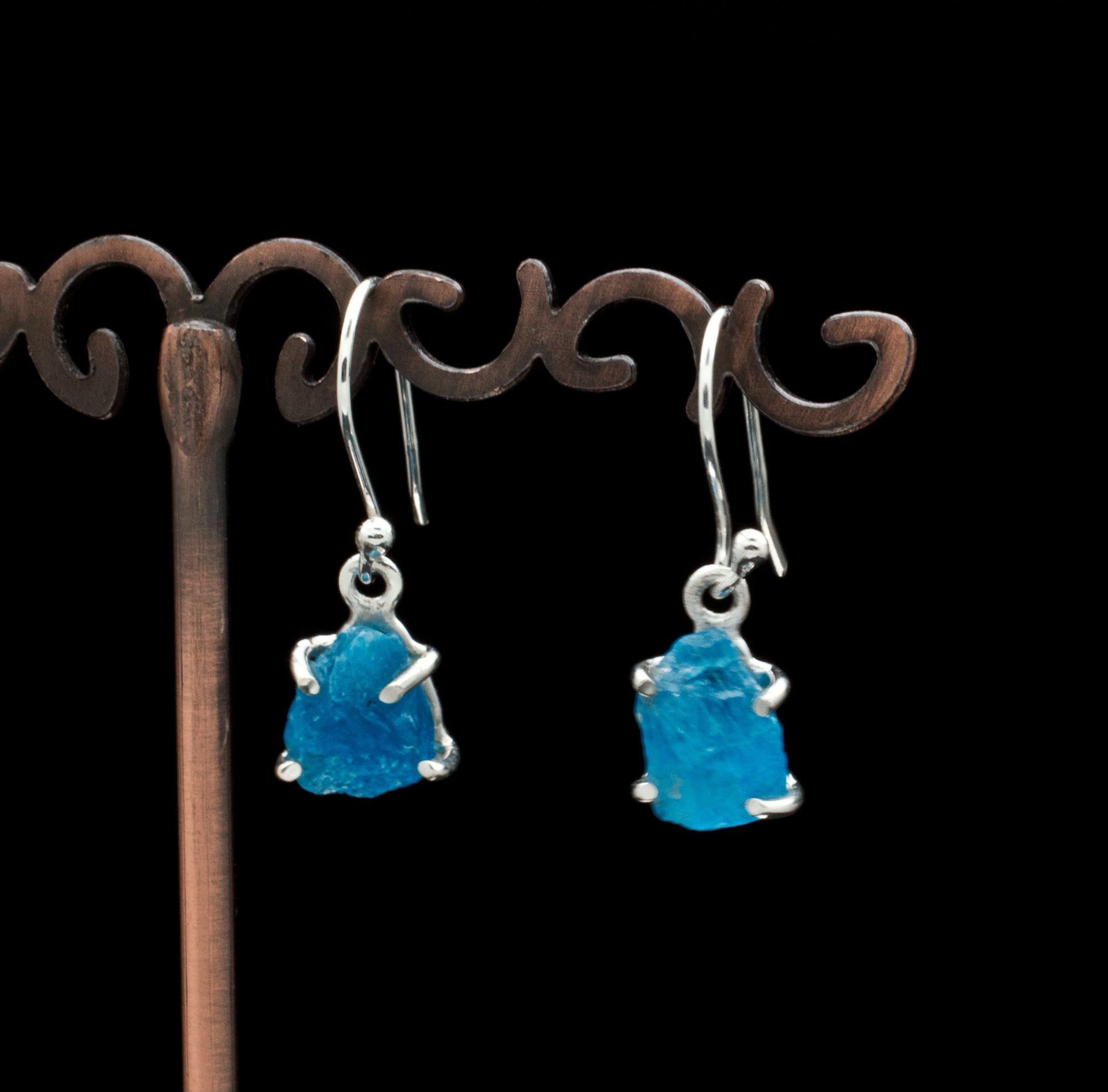 Sterling Silver Raw Apatite Earrings