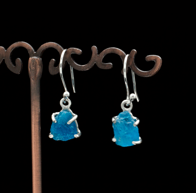 Sterling Silver Raw Apatite Earrings