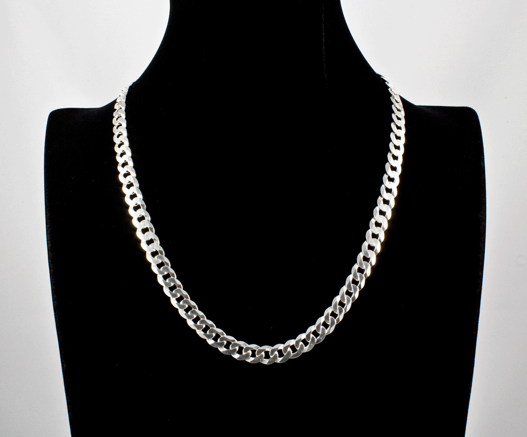 Sterling Silver Large 8mm Curb Chain 20"