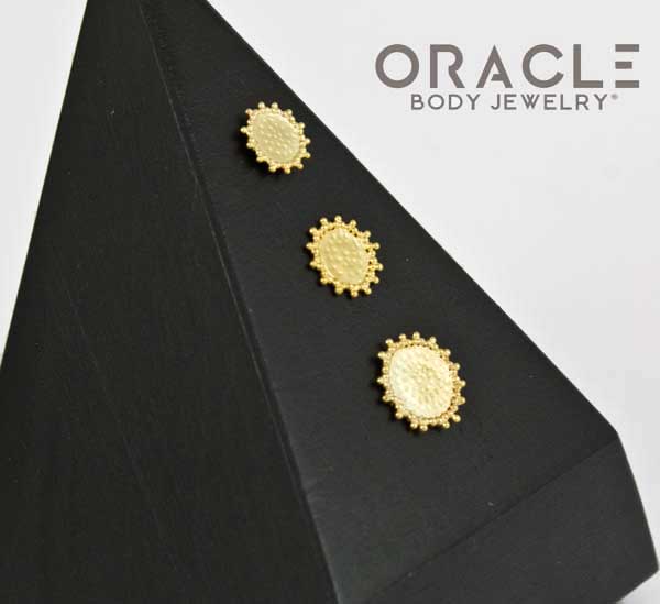 14k Hammered Nova Threadless Gold End