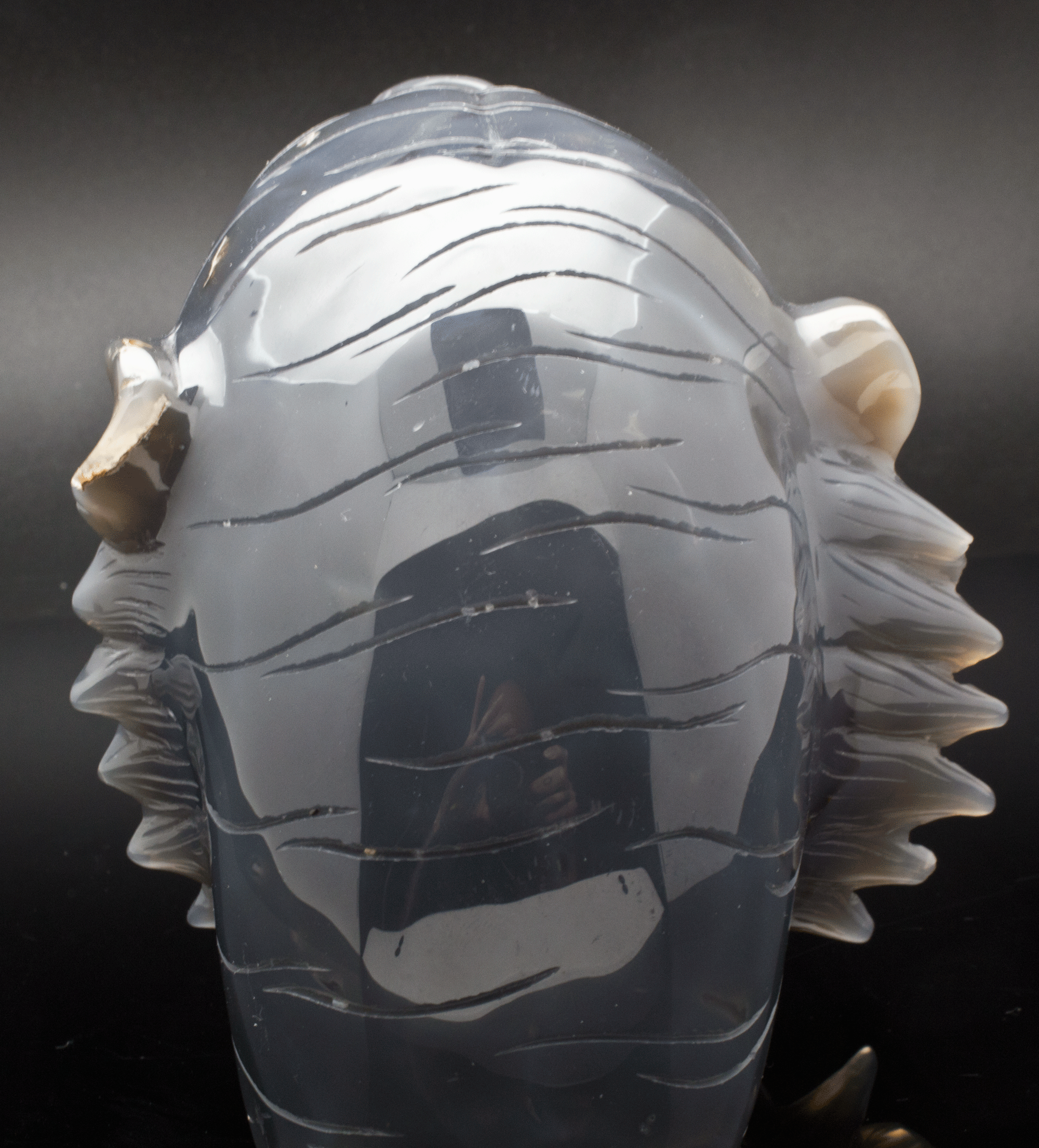 Grey Druzy Agate Carved Tiger