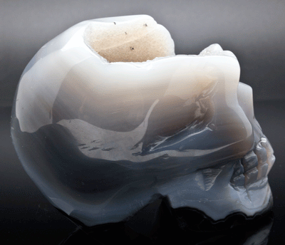 Druzy Agate Skull Carving