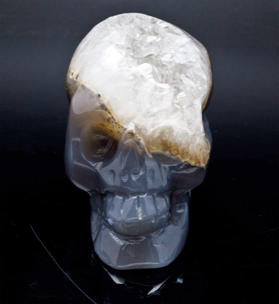 Agate and Quartz Carved Skull