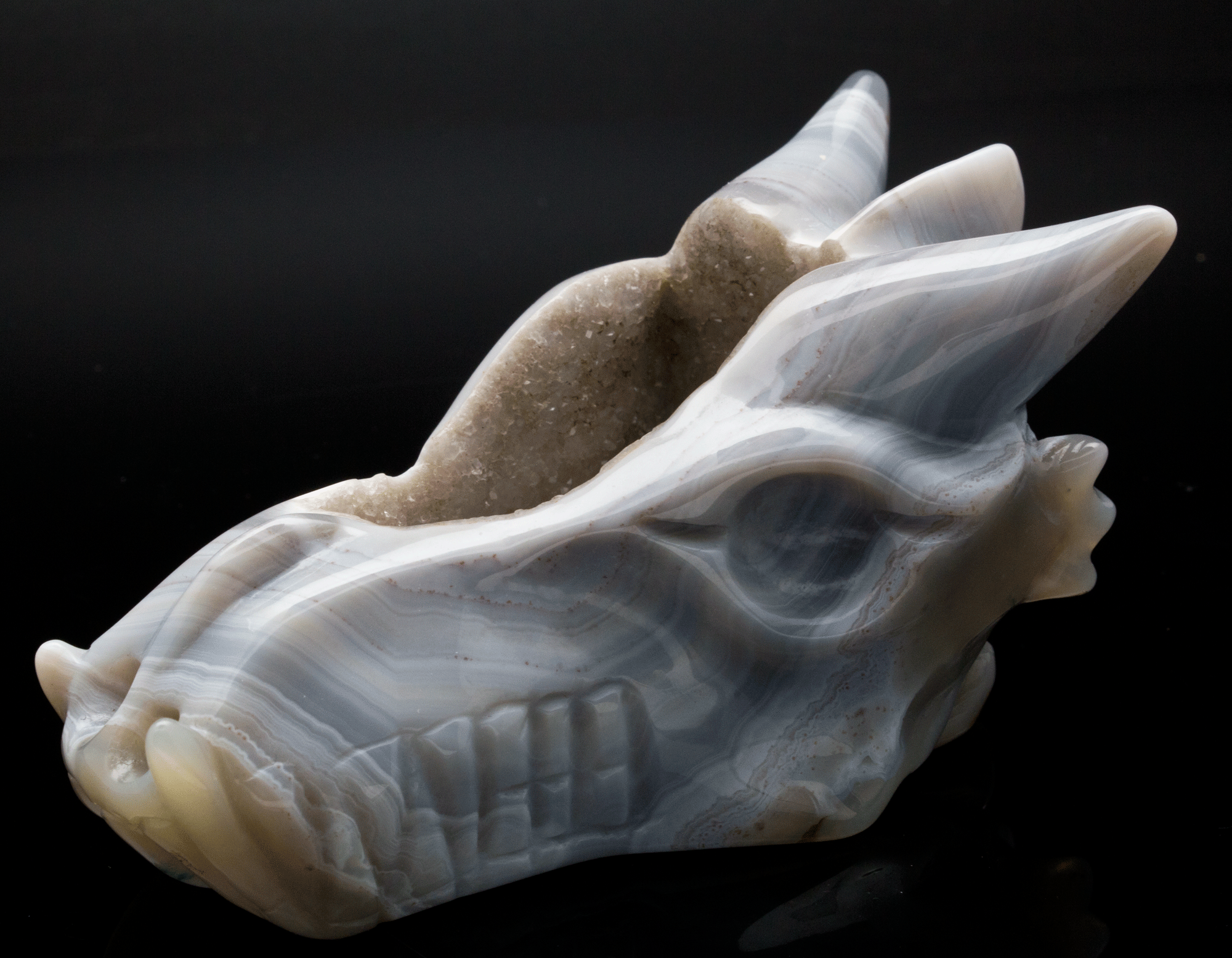 Druzy Agate Carved Dragon