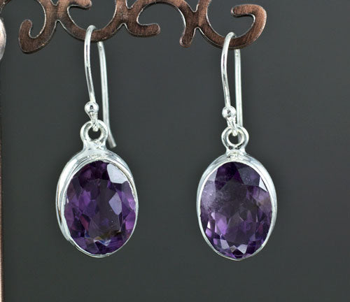 Sterling Silver Faceted Amethyst Earrings