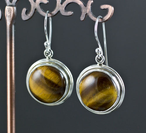 Sterling Silver Yellow Tiger Eye Earrings