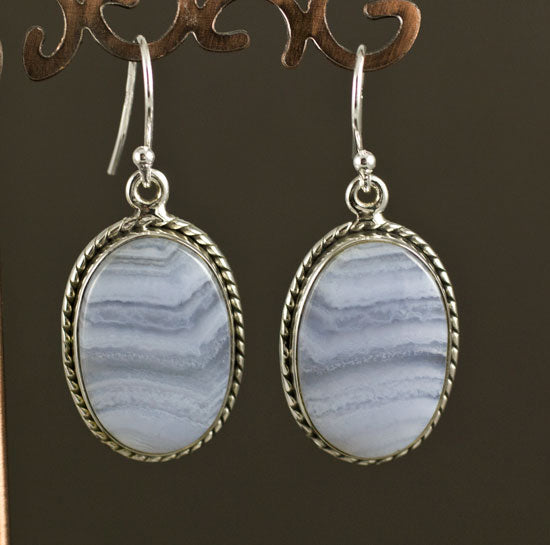 Sterling Silver Blue Lace Agate Earrings