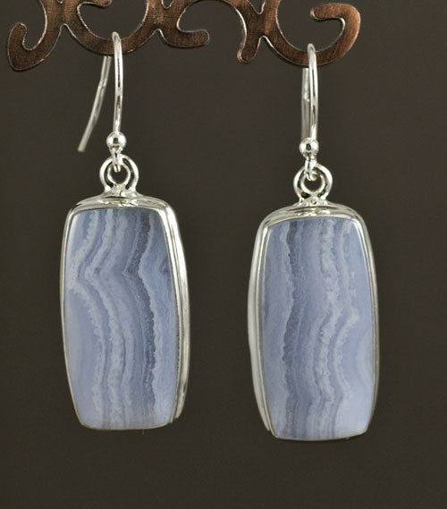 Sterling Silver Blue Lace Agate Earrings