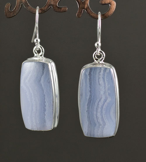 Sterling Silver Blue Lace Agate Earrings