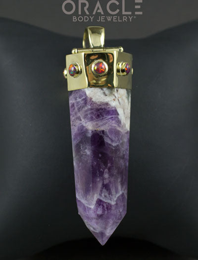 Zuul Pendant with Amethyst Point and Synthetic Black Opal Accents