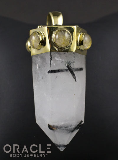 Zuul Pendant with Tourmalated Quartz Point and Rutilated Quartz Accents