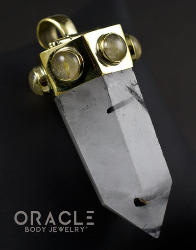 Zuul Pendant with Tourmalated Quartz Point and Rutilated Quartz Accents