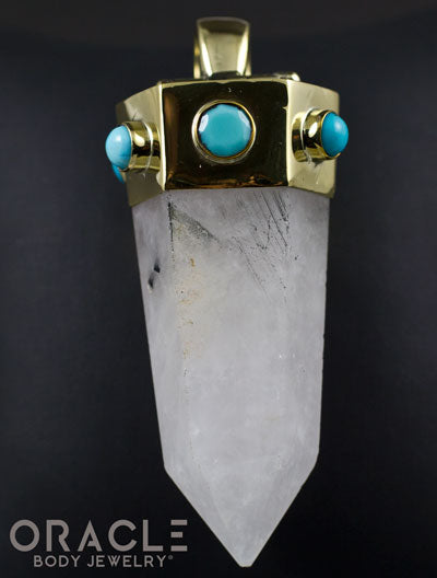 Zuul Pendant With Tourmalated Quartz Point and Turquoise Accents