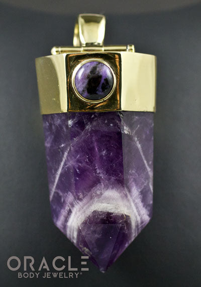 Zuul Pendant With Amethyst Point and Charoite and Tourmalated Quartz Accents