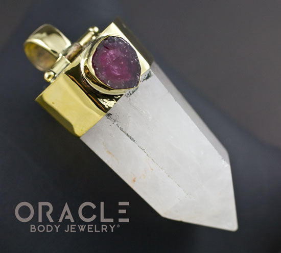 Zuul Pendant with Quartz Point and Watermelon Tourmaline and Rutilated Quartz Accents