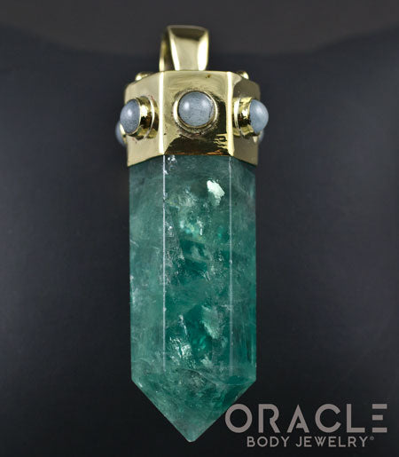 Zuul Pendant with Green Fluorite Points and Labradorite Accents