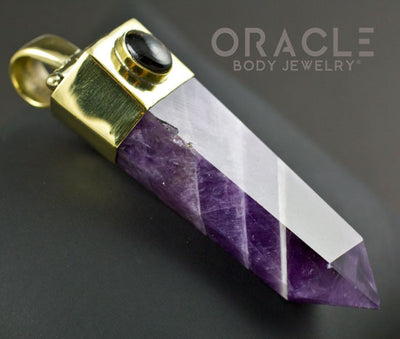 Zuul Pendant with amethyst Point and Copper Infused Obsidian Accents