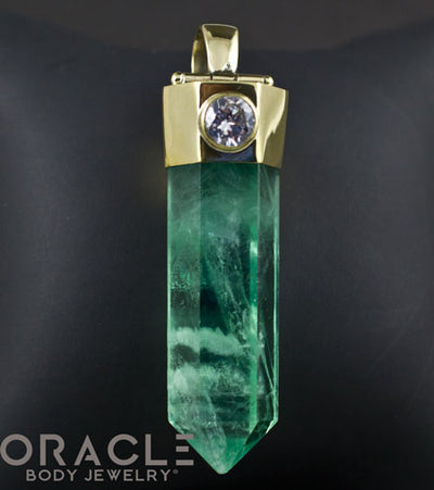 Zuul Pendant with Green Fluorite Point and CZ and Amethyst Accents