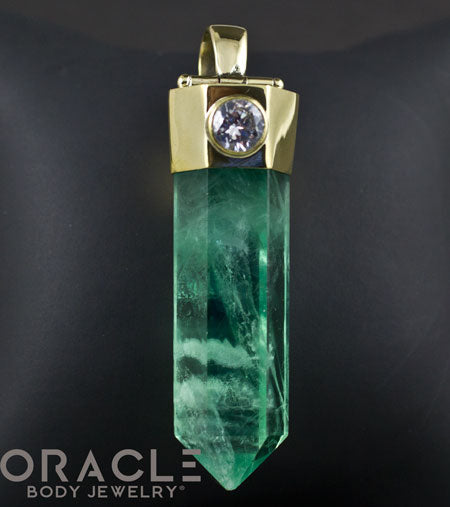 Zuul Pendant with Green Fluorite Point and CZ and Amethyst Accents
