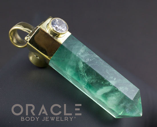 Zuul Pendant with Green Fluorite Point and CZ and Amethyst Accents
