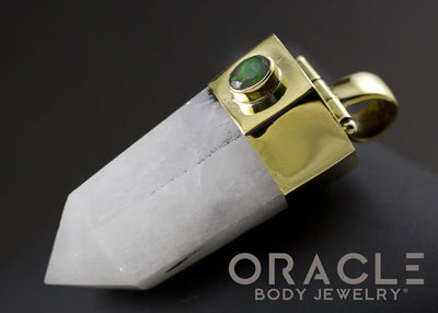 Zuul Pendant with Tourmalated Quartz Point and Ethiopian Black Opal Accents