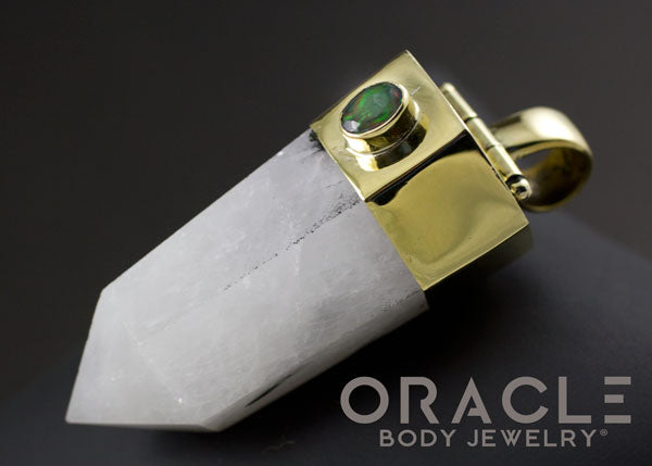 Zuul Pendant with Tourmalated Quartz Point and Ethiopian Black Opal Accents
