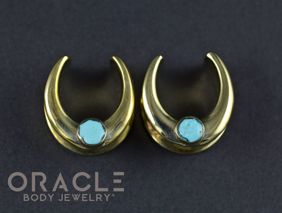 5/8" (16mm) Brass Saddles with Faceted Turquoise