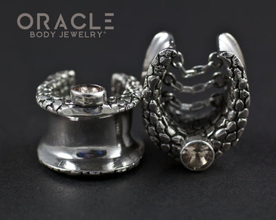 5/8" (16mm) Sterling Silver Saddles with Chains and Morganite