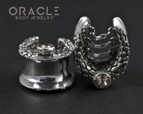 5/8" (16mm) Sterling Silver Saddles with Chains and Morganite