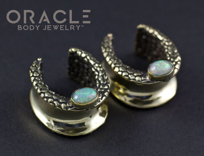 3/4" (19mm) Brass Saddles with Nugget Texture and Ethiopian Opals