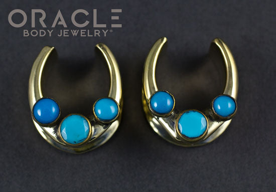 3/4" (19mm) Brass Saddles with Turquoise